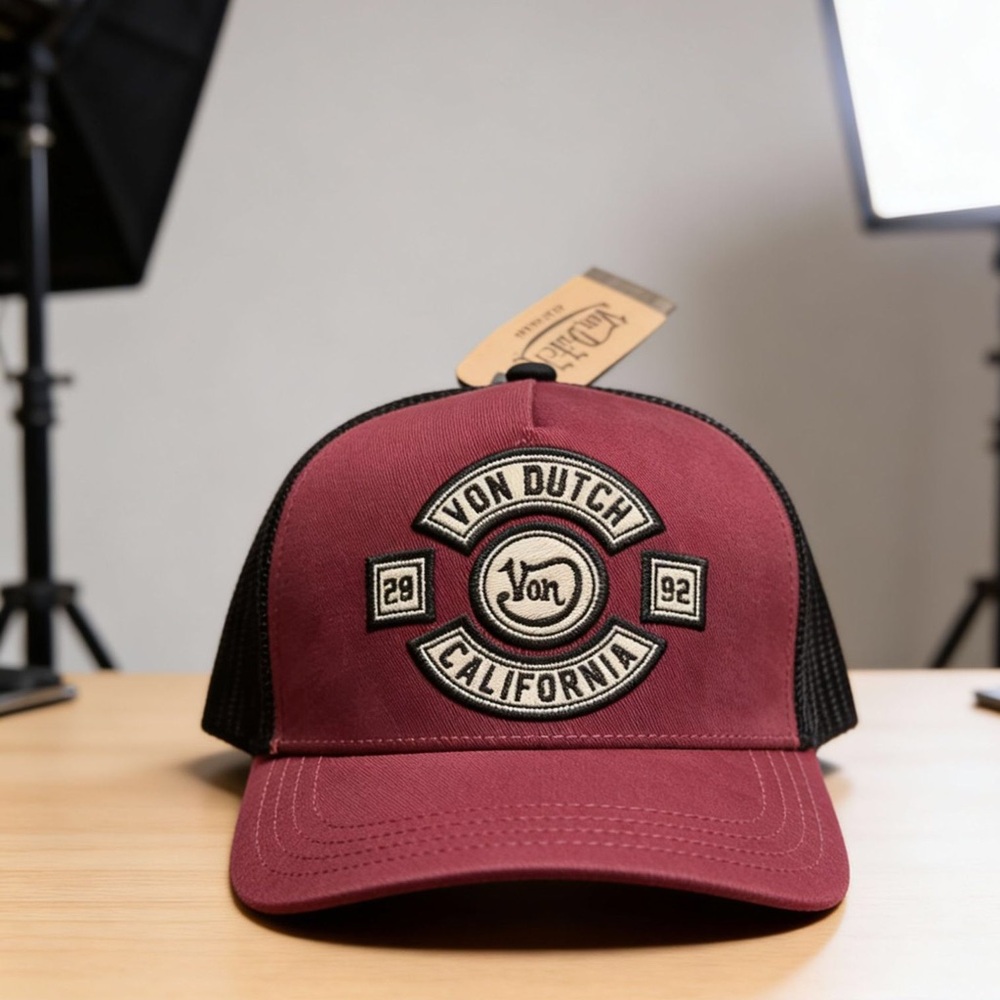 Von Dutch Burgundy and Black Trucker Hat